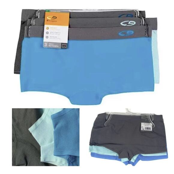 3 Pack Champion Panties Girls Large 10-12 Boyshort Seamless Duo Dry Tagless NEW - Picture 1 of 9